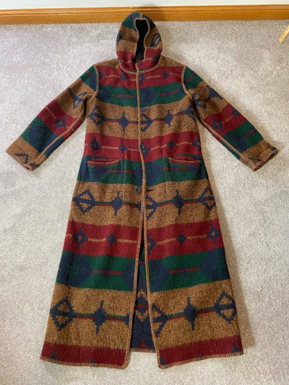 Woolrich Southwestern Wool Coat Jacket Reversible Full Length Small